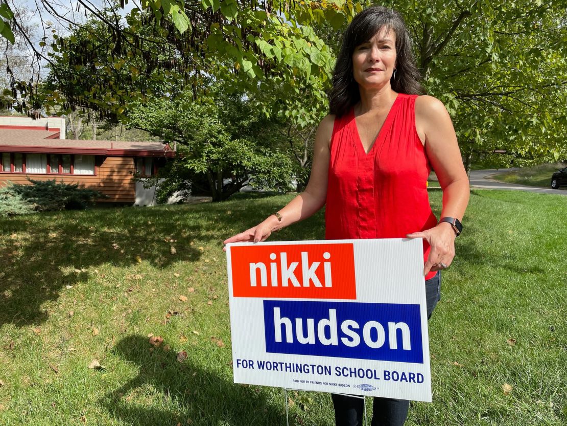 Nikki Hudson has become the lightning rod in this year's school board elections in Worthington, Ohio.