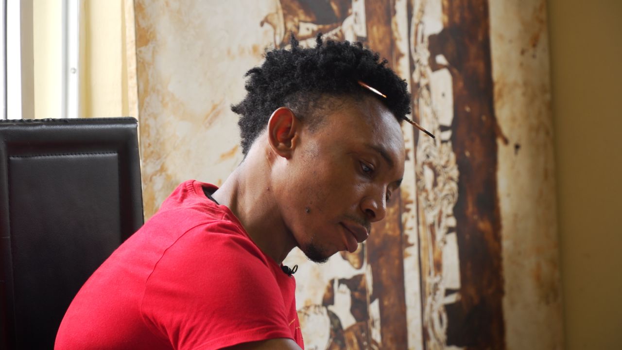 Nigerian visual artist Ekene Ngige in his studio.