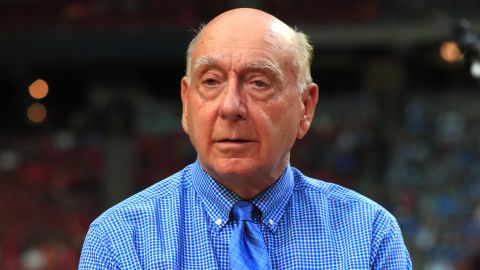 Dick Vitale looks on before the North Carolina Tar Heels play the Gonzaga Bulldogs at the 2017 NCAA Men's Final Four National Championship game in Glendale, Arizona.