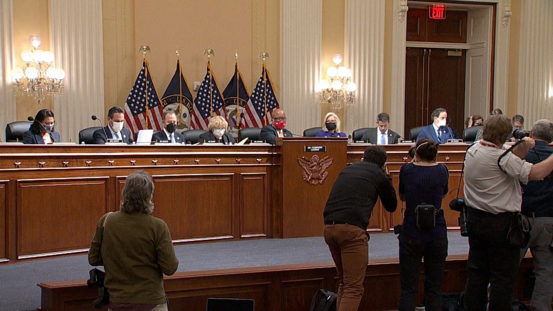 The members of the committee investigating the January 6 Capitol Hill riot are seen on Tuesday night.