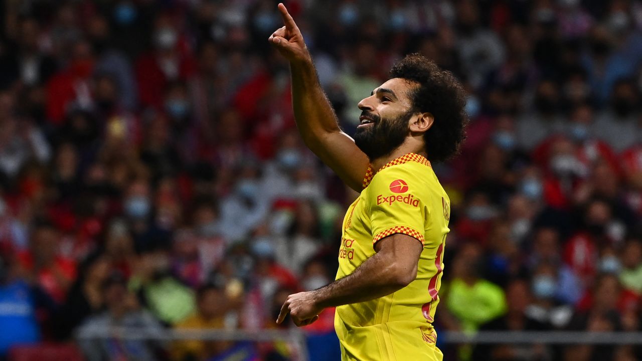 Mohamed Salah celebrates after scoring Liverpool's winning goal.