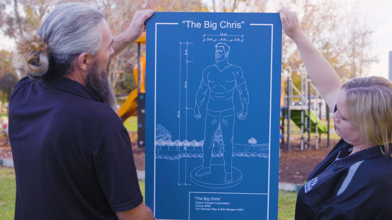 Blueprints for the hypothetical statue of Chris Hemsworth.