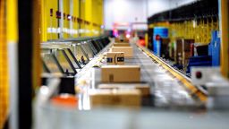 Packages move along a conveyor at Amazon fulfillment center in Eastvale on Tuesday, Aug. 31, 2021. (Photo by Watchara Phomicinda/MediaNews Group/The Press-Enterprise via Getty Images)