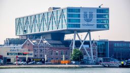 ROTTERDAM, NETHERLANDS - 2020/08/11: The Unilever headquarter building seen by the Nieuwe Maas river in Rotterdam. (Photo by Robin Utrecht/SOPA Images/LightRocket via Getty Images)