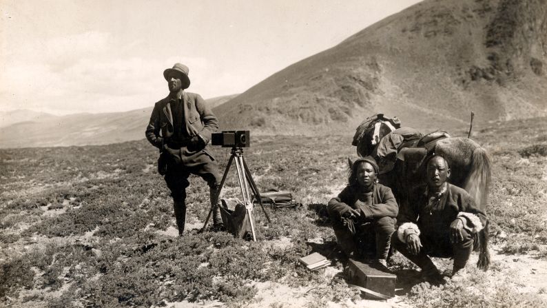 <strong>Records:</strong> Using photo-topographical surveying instruments, Wheeler with his two assistants methodically photographed and mapped the Everest region. 