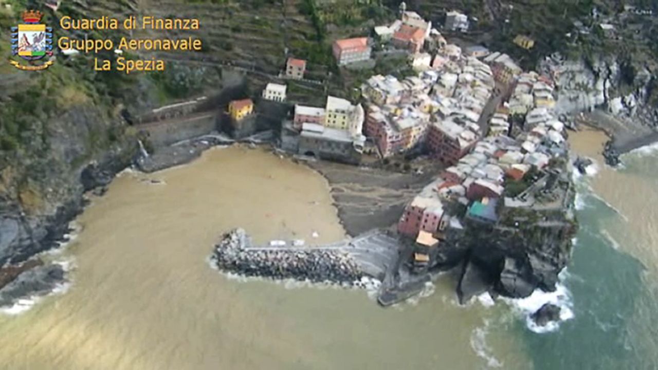 Freak weather devastated the village of Vernazza, with mudslides drowning the streets.