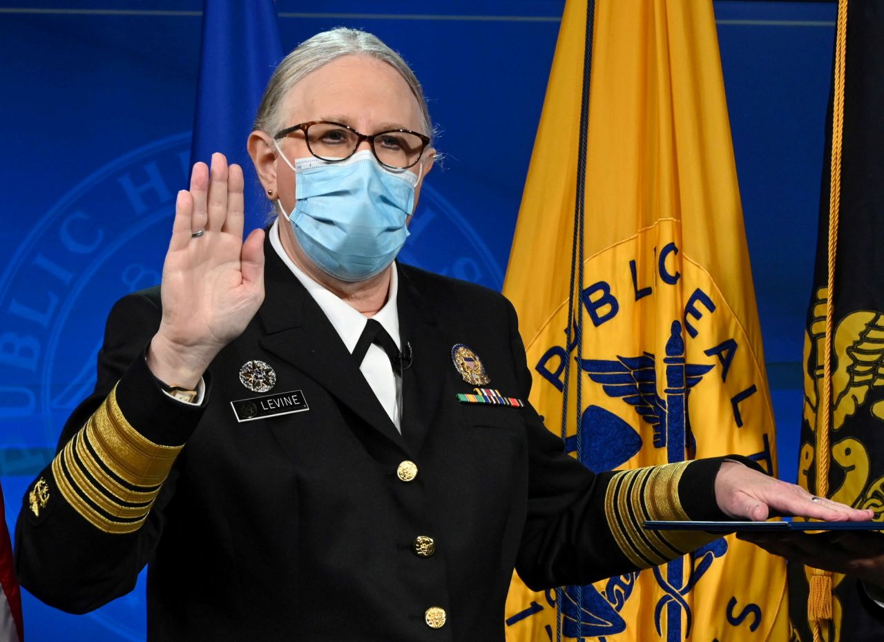 Dr. Rachel Levine, the assistant secretary for health at the US Department of Health and Human Services, is sworn in as an admiral of the US Public Health Service Commissioned Corps on October 19, in Washington, DC.<a href="https://www.cnn.com/2021/10/20/politics/dr-rachel-levine-admiral-transgender/index.html" target="_blank"> Levine's swearing in</a> on Tuesday made her the first openly transgender four-star officer across the nation's eight uniformed services.