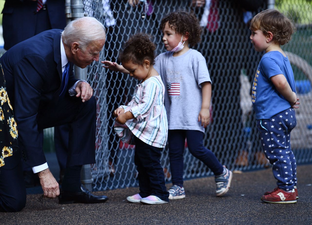 US President Joe Biden is greeted by children at the Capitol Child Development Center in Hartford, Connecticut, on Friday, October 15. Biden visited Hartford to promote his <a href="https://www.cnn.com/2021/10/15/politics/connecticut-trip-joe-biden/index.html" target="_blank">Build Back Better Agenda</a>, highlighting the importance of investing in child care.