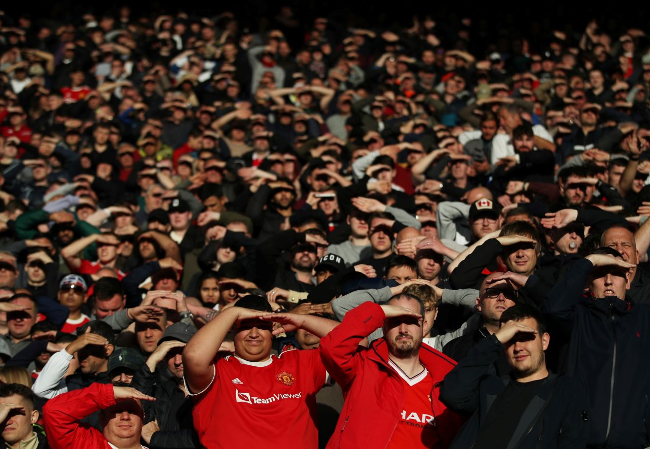 Manchester United fans watch a game between Leicester City and Manchester United in Leicester, Britain, on Saturday, October 16.