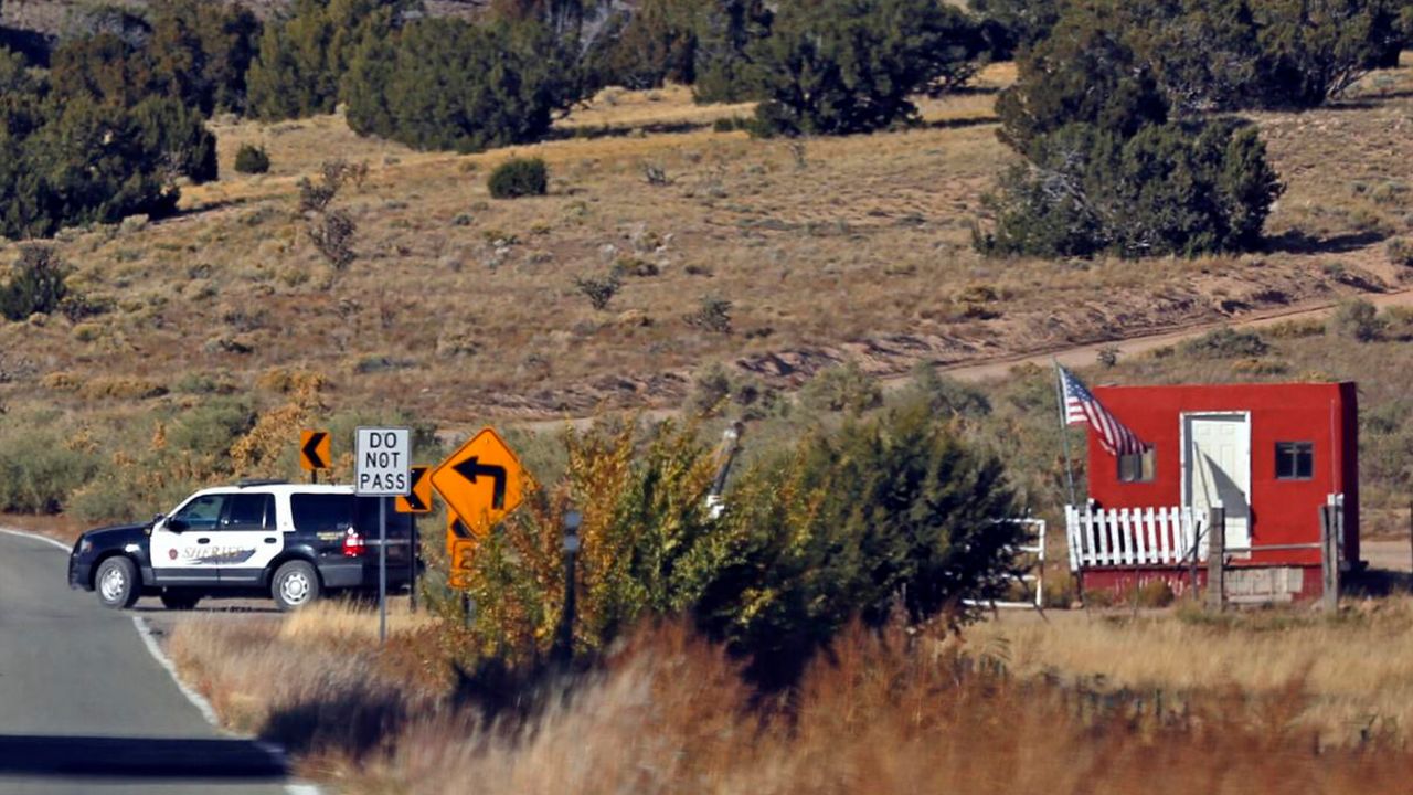 Santa Fe County Sheriff's Officers respond to the scene of the fatal accidental shooting on Thursday.