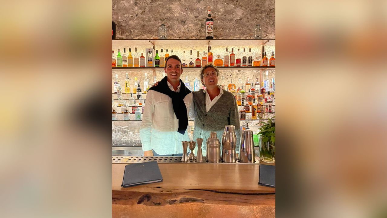 Federico Alba with Guido Coffa, the owner of the Monaci delle Terre Nere Hotel.