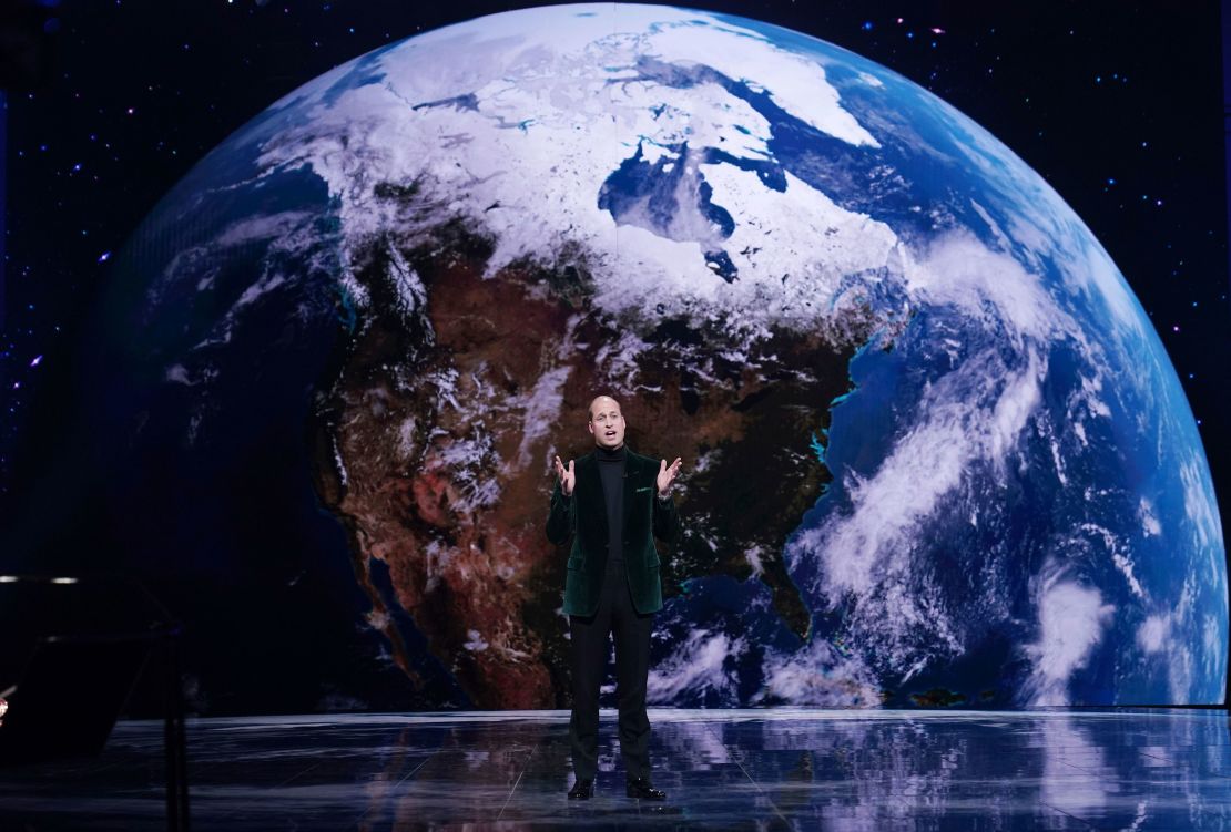 Prince William is seen on stage during the first Earthshot Prize awards ceremony at Alexandra Palace in London last October.