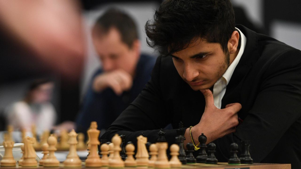 Gujrathi concentrates during a game of the Masters tournament at the Prague International Chess Festival on March 15, 2019. 