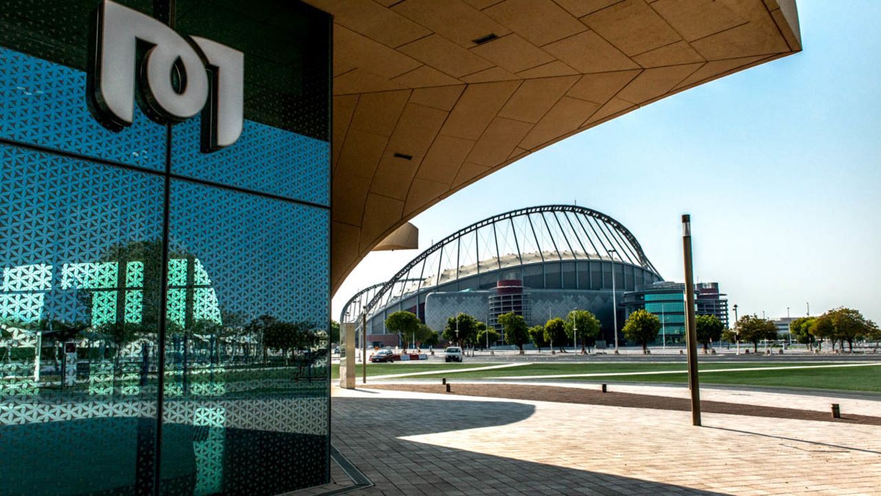 <strong>Stadium vista: </strong>The view of Khalifa International stadium outside of the Sport City metro station on the Gold line. 