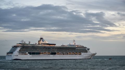 Royal Caribbean Cruises liner Serenade of the Sea leaves the access channel from Le Havre harbour, northern France, on May 8, 2019. (Photo by JEAN-FRANCOIS MONIER / AFP)        (Photo credit should read JEAN-FRANCOIS MONIER/AFP via Getty Images)