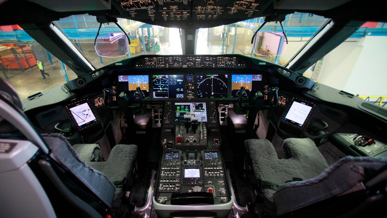 <strong>The cockpit:</strong> The Boeing 787 Dream Tour took the new plane around the world. This was the cockpit as pictured at Dublin International Airport in January 2012. <br />