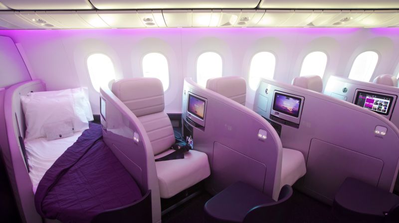 <strong>The 787-9:</strong> Business class berths, with lie-flat beds, are pictured on an Air New Zealand Boeing 787-9 Dreamliner on July 9, 2014 in Everett, Washington. 