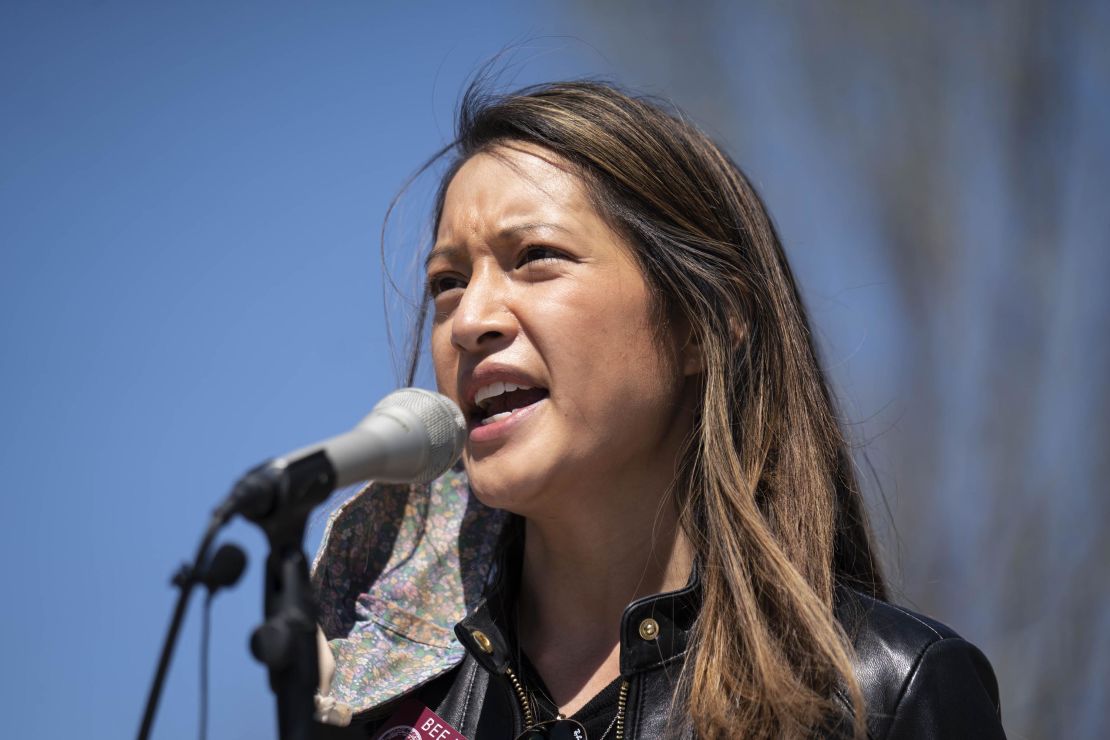 Representative Bee Nguyen, a Democrat from Georgia, speaks during a Stop AAPI Hate Rally in Atlanta, Georgia, U.S., on Saturday, March 20, 2021. 
