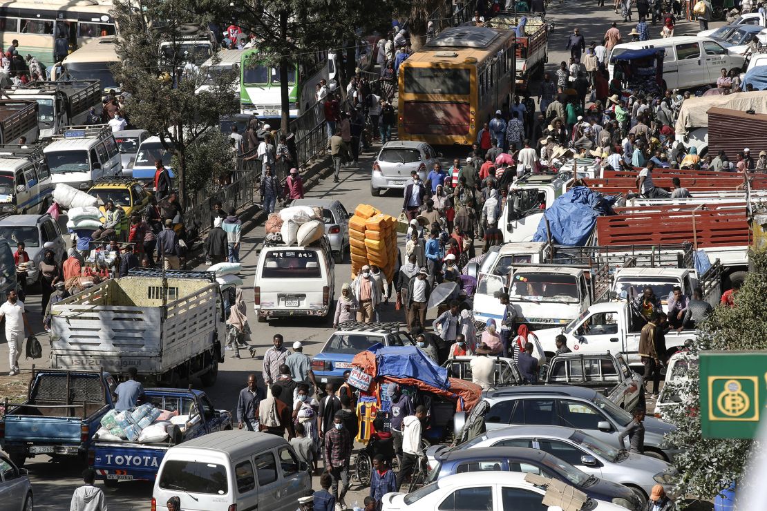 A busy street in the Ethiopian capital Addis Ababa last December. 