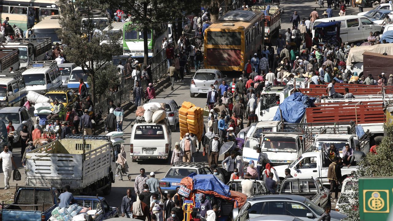 A busy street in the Ethiopian capital Addis Ababa last December. 