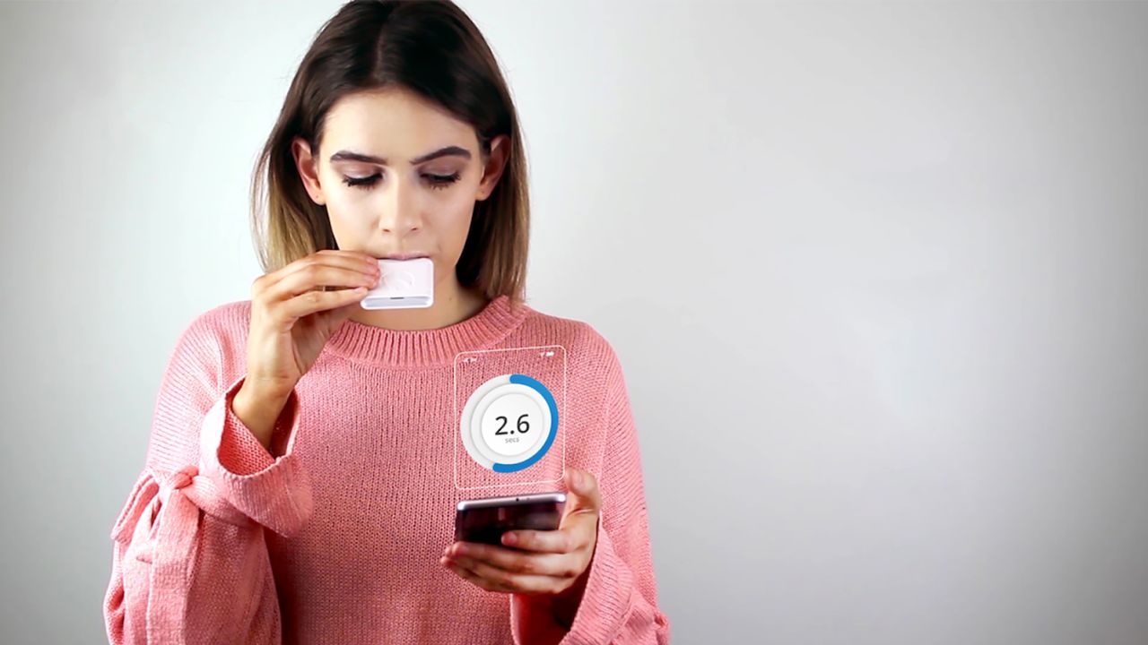 The FoodMarble device works similarly to a breathalyzer.