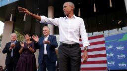 Former President Barack Obama campaigns with Democratic gubernatorial candidate, former Virginia Gov. Terry McAuliffe at Virginia Commonwealth University October 23, 2021 in Richmond, Virginia. 