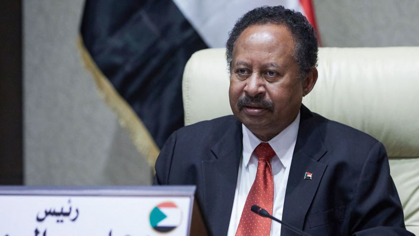 Sudan's Prime Minister Abdalla Hamdok chairs an emergency cabinet session in the capital Khartoum, on October 18, 2021. (Photo by - / AFP) (Photo by -/AFP via Getty Images)