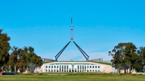 A view of Australia's Parliament House in Canberra on August 20.
