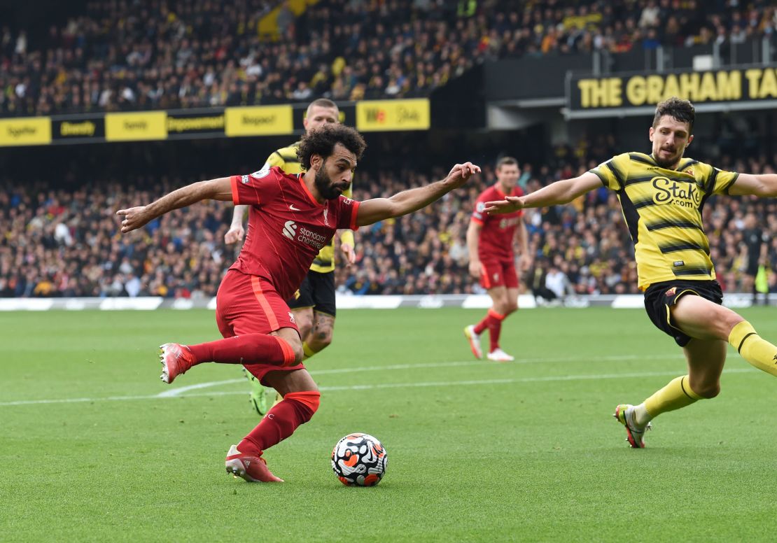 Salah scores Liverpool's fourth goal at Watford.