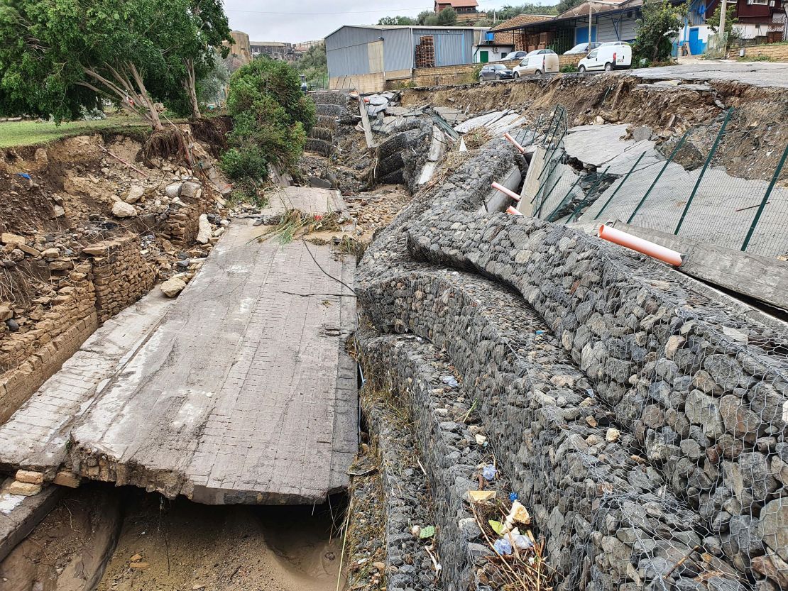 A view of damage caused by bad weather in Scordia, Sicily.