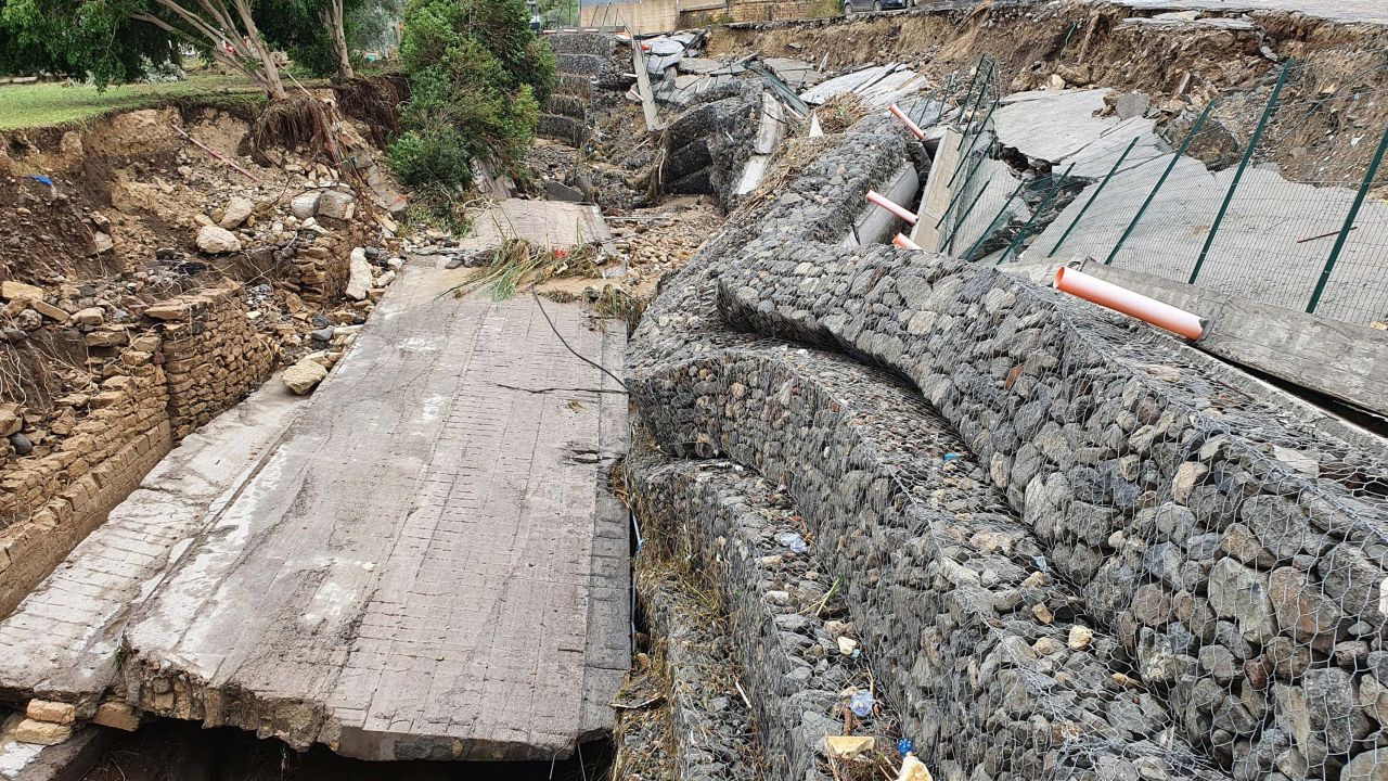 A view of damage caused by bad weather in Scordia, Sicily.