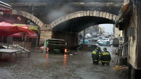 Submerged car under in Catania, Sicily Island, Italy, 26 October.
