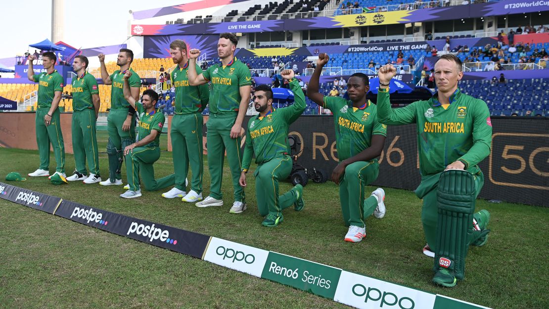 Some South African cricketers took a knee before facing Australia at the T20 World Cup.
