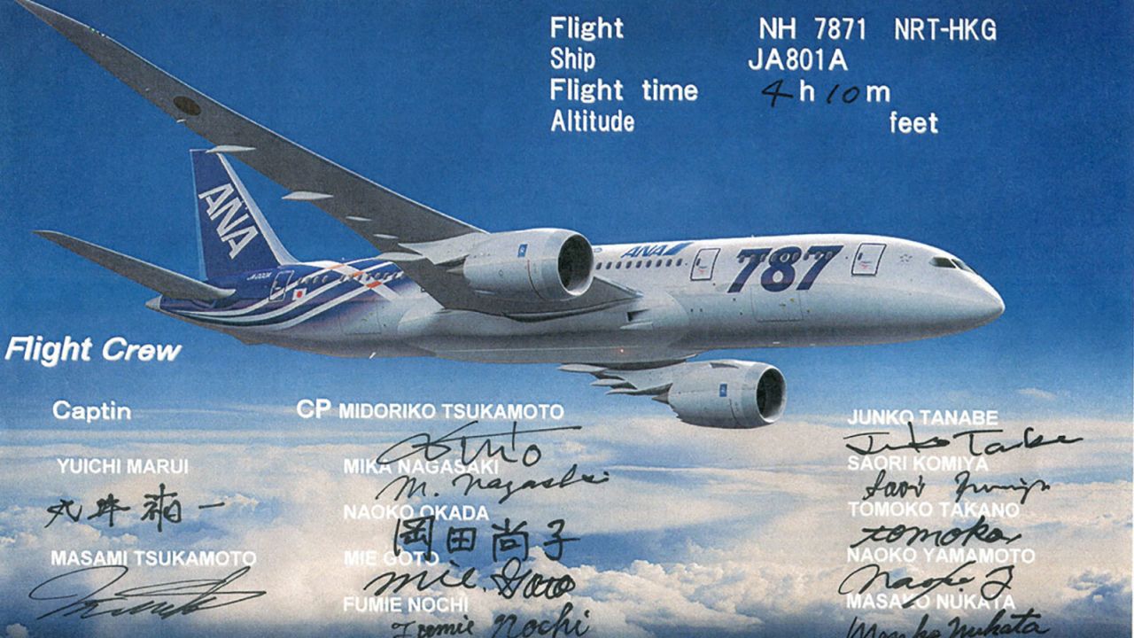 Souvenir from the inaugural flight of the 787 Dreamliner. 