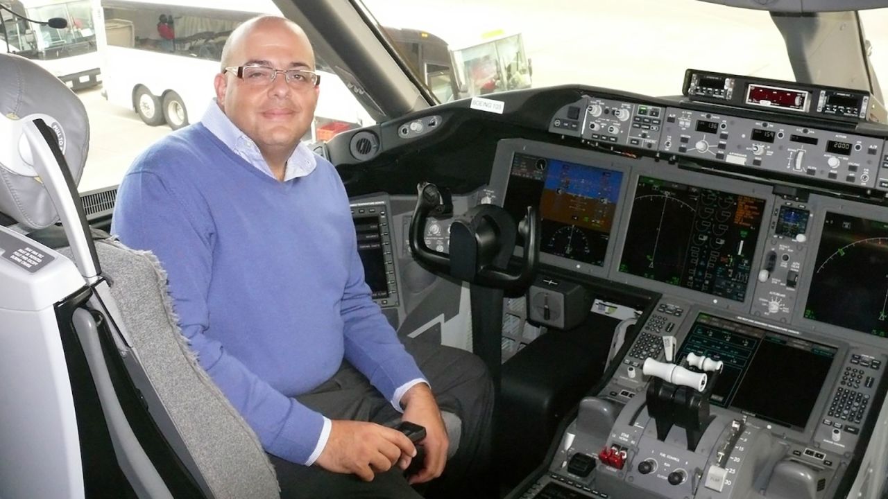 Chris Sloan checks out the flight deck during the launch event.