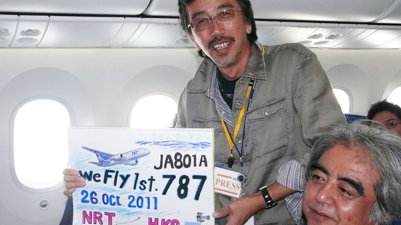 Excitement on board the inaugural Dreamliner flight.