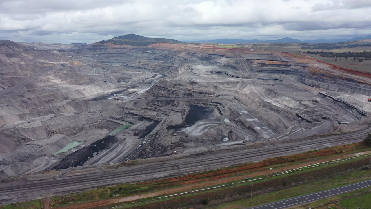 An open-pit coal mine in the Hunter Valley. Australia is the world's second-biggest exporter of coal.