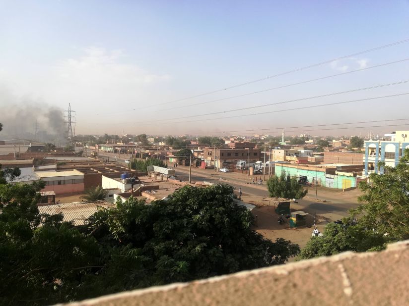 Smoke rises from a part of Khartoum on October 25.
