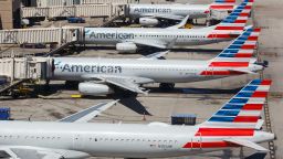 Phoenix, Arizona - April 8, 2019: American Airlines Airbus airplanes at Phoenix Sky Harbor airport (PHX) in Arizona. Airbus is a European aircraft manufacturer based in Toulouse, France. (Phoenix, Arizona - April 8, 2019: American Airlines Airbus