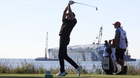 The cargo ship seen in the background during the RSM Classic golf tournament in November 2019 on St Simons Island.