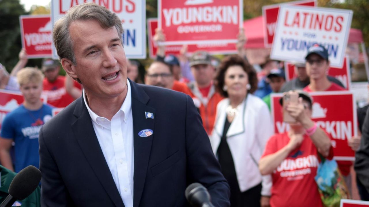 FAIRFAX, VIRGINIA - SEPTEMBER 23:  Republican gubernatorial candidate Glenn Youngkin speaks to members of the press after casting an early ballot September 23, 2021 in Fairfax, Virginia. Youngkin is running against Democrat Terry McAuliffee for governor in the Commonwealth of Virginia. (Photo by Win McNamee/Getty Images)