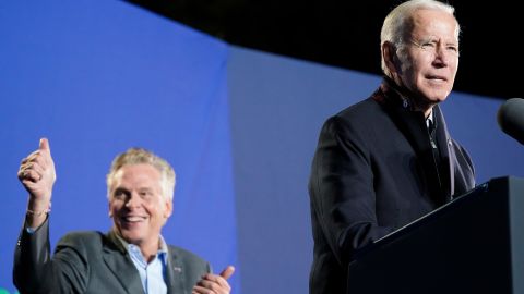 President Joe Biden speaks at a rally for Democratic gubernatorial candidate, former Virginia Gov. Terry McAuliffe, Tuesday, Oct. 26, 2021, in Arlington, Va. 