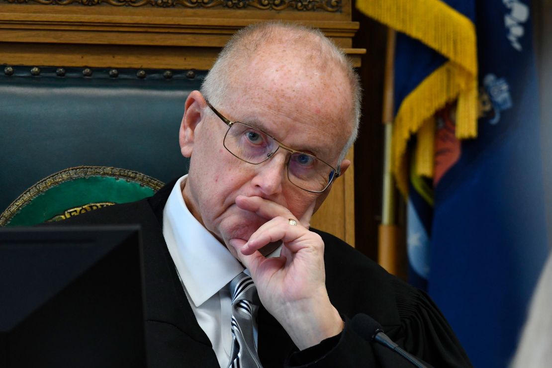 Judge Bruce Schroeder listens during the pretrial hearing of Kyle Rittenhouse on October 25.