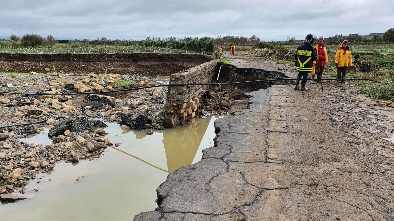 Damage in Scordia, Sicily, after the storm passed through the region.