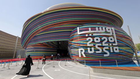 A general view shows the Russian Pavilion of Expo 2020, in Dubai on October 5, 2021. (Photo by Giuseppe CACACE / AFP) (Photo by GIUSEPPE CACACE/AFP via Getty Images)