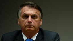 BRASILIA, BRAZIL - OCTOBER 22: President of Brazil Jair Bolsonaro gestures during a last minute press conference at the Ministry of Economy on October 22, 2021 in Brasilia, Brazil. Four key members of Guede's team had resigned on Thursday in disagreement with Bolsonaro's intention to increase public spending cap to fund welfare plans a year before presidential elections. In the last week, markets and Brazilian currency sank on fears spending cap may be jeopardized. (Photo by Andressa Anholete/Getty Images)