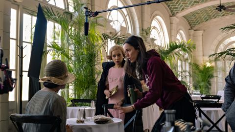 Rebecca Hall, director of "Passing," with Tessa Thompson and Ruth Negga on the film's set.