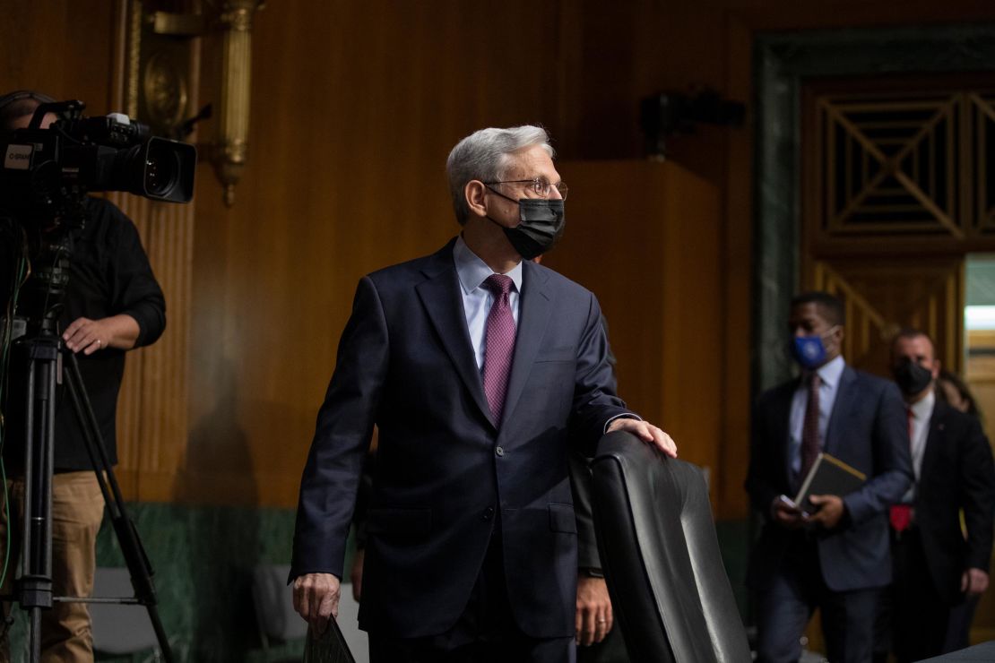 US Attorney General Merrick Garland walks into the hearing room ahead of a Senate Judiciary Committee hearing on October 27, 2021 in Washington, DC. 