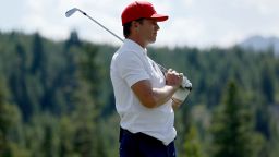 BIG SKY, MONTANA - JULY 06: Tom Brady plays his shot from the second tee during Capital One's The Match at The Reserve at Moonlight Basin on July 06, 2021 in Big Sky, Montana. (Photo by Dylan Buell/Getty Images for The Match)