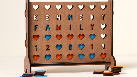 Kasey and Justin Pearson Personalized Hearts Four-Across Game